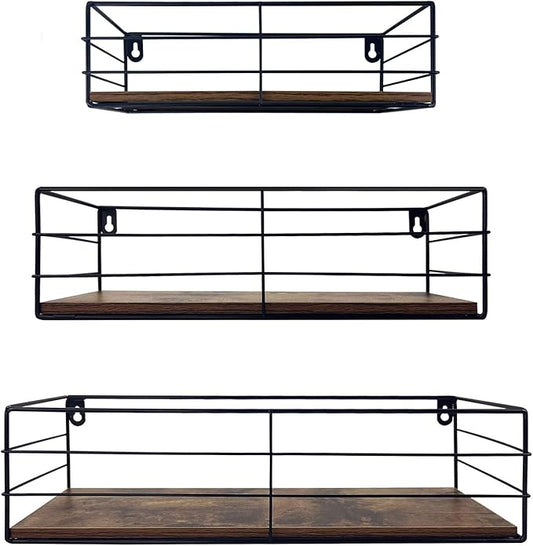 CRUGLA Floating Shelves Wall Mounted Set of 3, Hanging Storage Wall Shelf