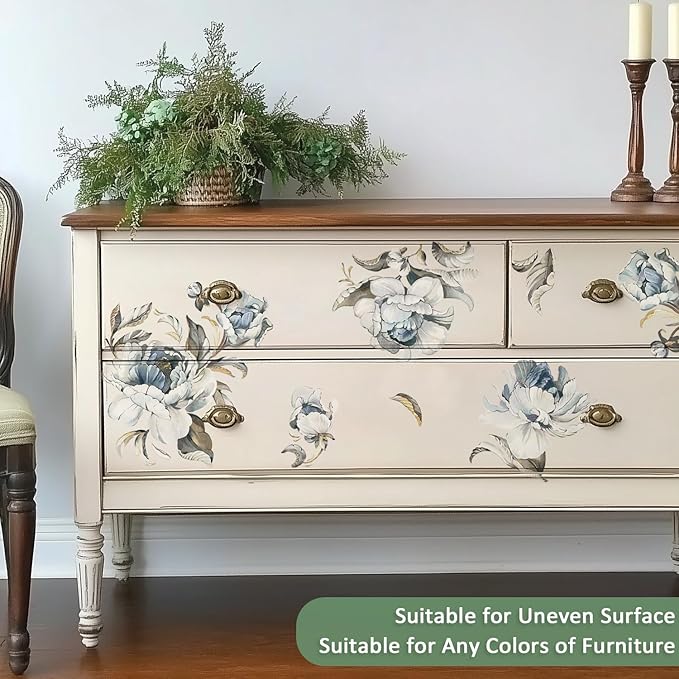 Floral Vintage Rub on Transfer for Furniture Large Flower UV DTF Transfer