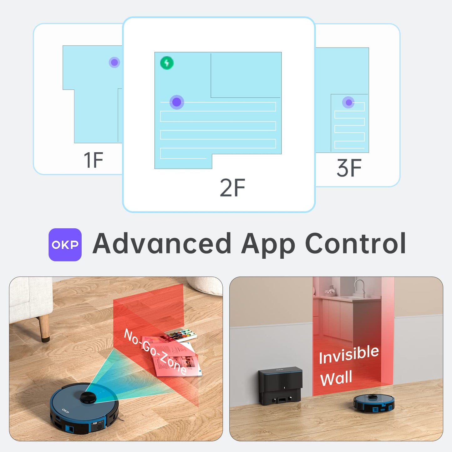 OKP Robot Vacuum L3, 4000Pa Suction, 200min Runtime, 90-Day Self-Emptying Dock, Lidar Navigation, Silent 52dB, WiFi/App/Alexa Control, Smart Home Mapping Robotic Vacuum for Pet Hair, Carpet, Floors