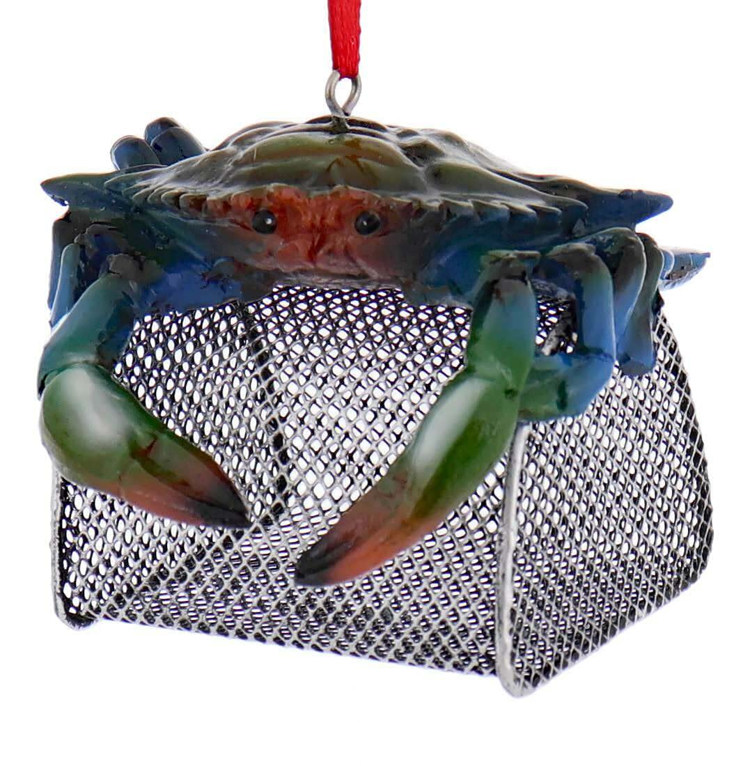 Kurt Adler Blue Crab with Wire Cage Ornament