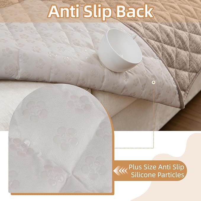Dog Couch Cover for Sofa 100% Waterproof Faux Linen Sofa Covers for 3 Cushion