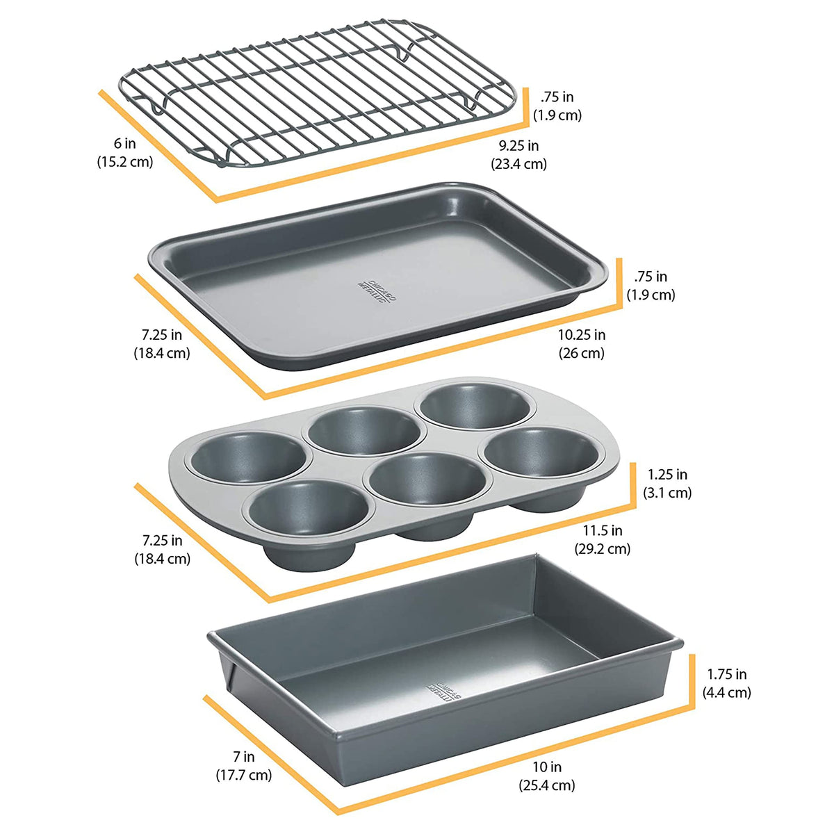 Chicago Metallic Professional 4-Piece Non-Stick Toaster Oven Set