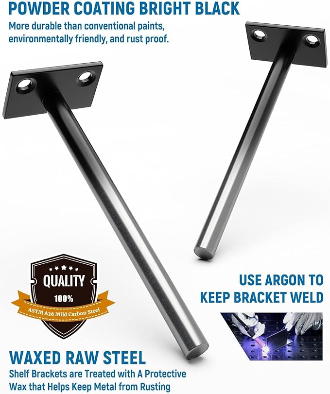 LEOPO Black 16-Pack 5 inch Floating Shelf Brackets, Hidden Shelf Bracket