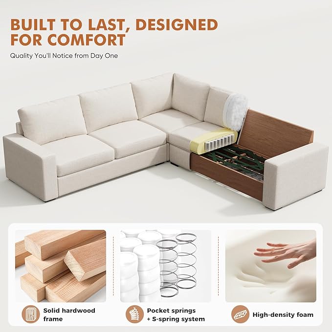 ABCASA Oversized Modular V Shaped Sectional Couches