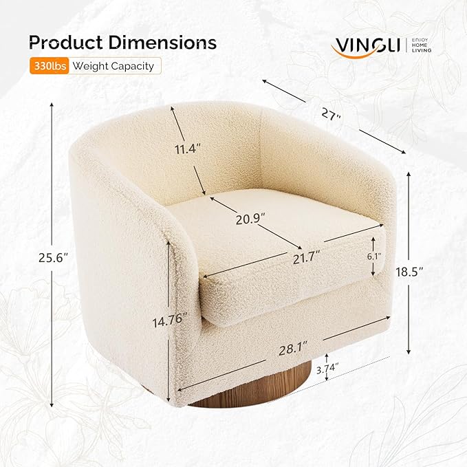 VINGLI 360°Swivel Accent Chair