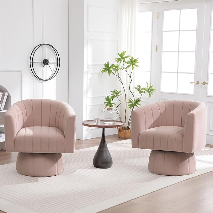 Swivel Accent Barrel Chair, Cute Comfy Small Round 360° Arm Chair. Velvet Sofa
