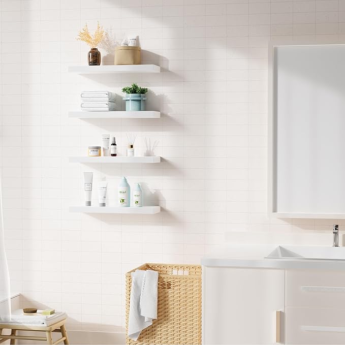 Bellsal White Engineered Wood Wall Shelf Set of 6, Living Room, Bathroom Storage