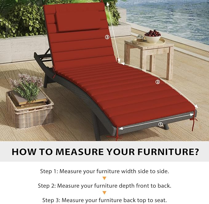 Sundale Outdoor Olefin Quilted Lounge Cushion Set of 4, Patio Foldable Chaise