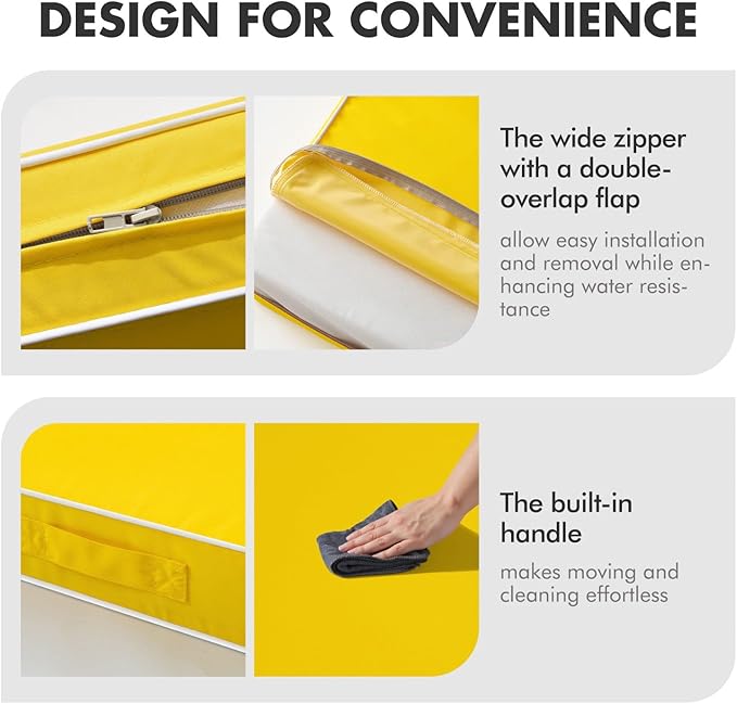 MIULEE Yellow Outdoor Seat Cushion 22x24 Inch Waterproof & 3 Year Fade