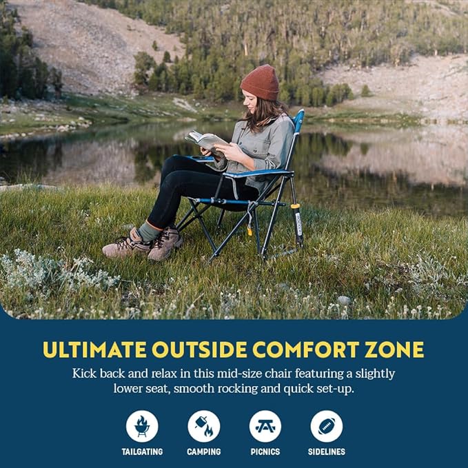 GCI Outdoor Kickback Rocker Camping Chair | Portable Folding Rocking Chair
