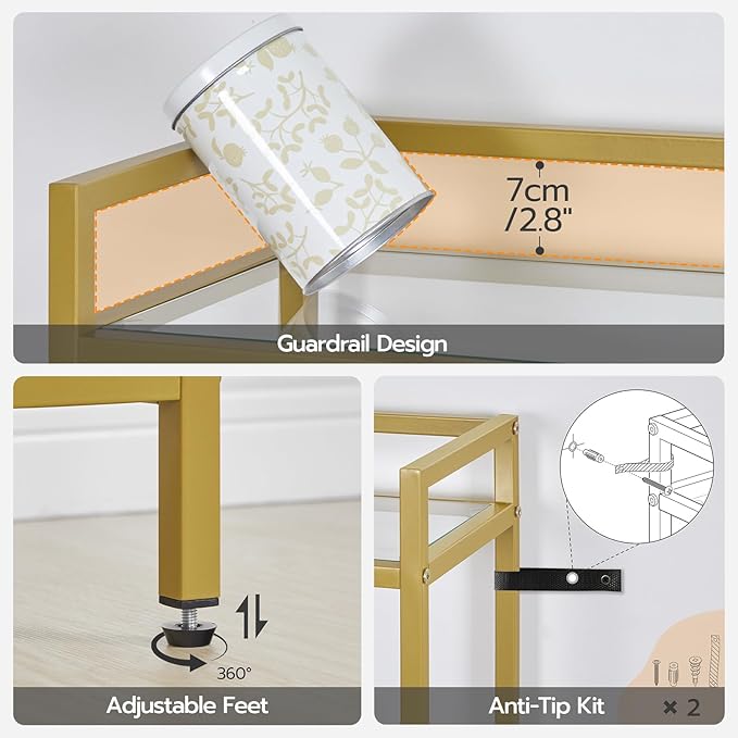 HOOBRO 5-Tier Gold Shelf, Narrow Book Shelf, Display Cabinet