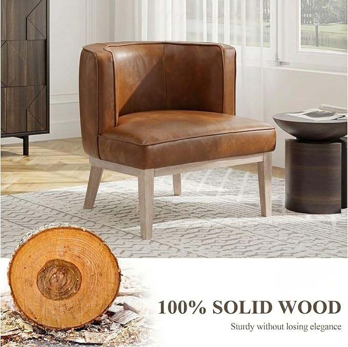 Brown Leather Barrel Chair