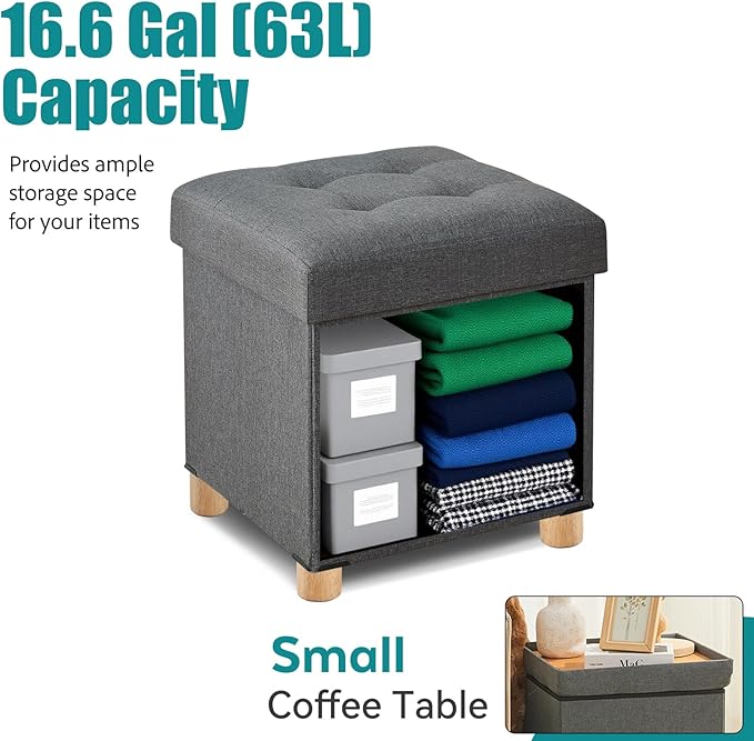 BRIAN & DANY Ottoman with Storage, Square Storage Ottoman