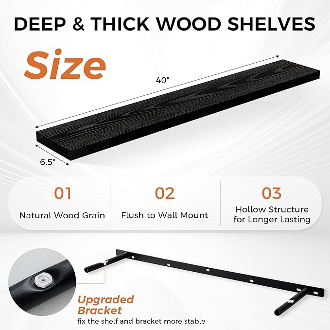 Fun Memories Floating Shelves for Wall, 40 Inch Floating Shelves for Home Decor
