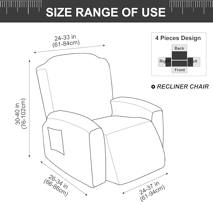Genina Recliner Chair Cover, Stretch Reclining Chair Covers, Recliner Sofa
