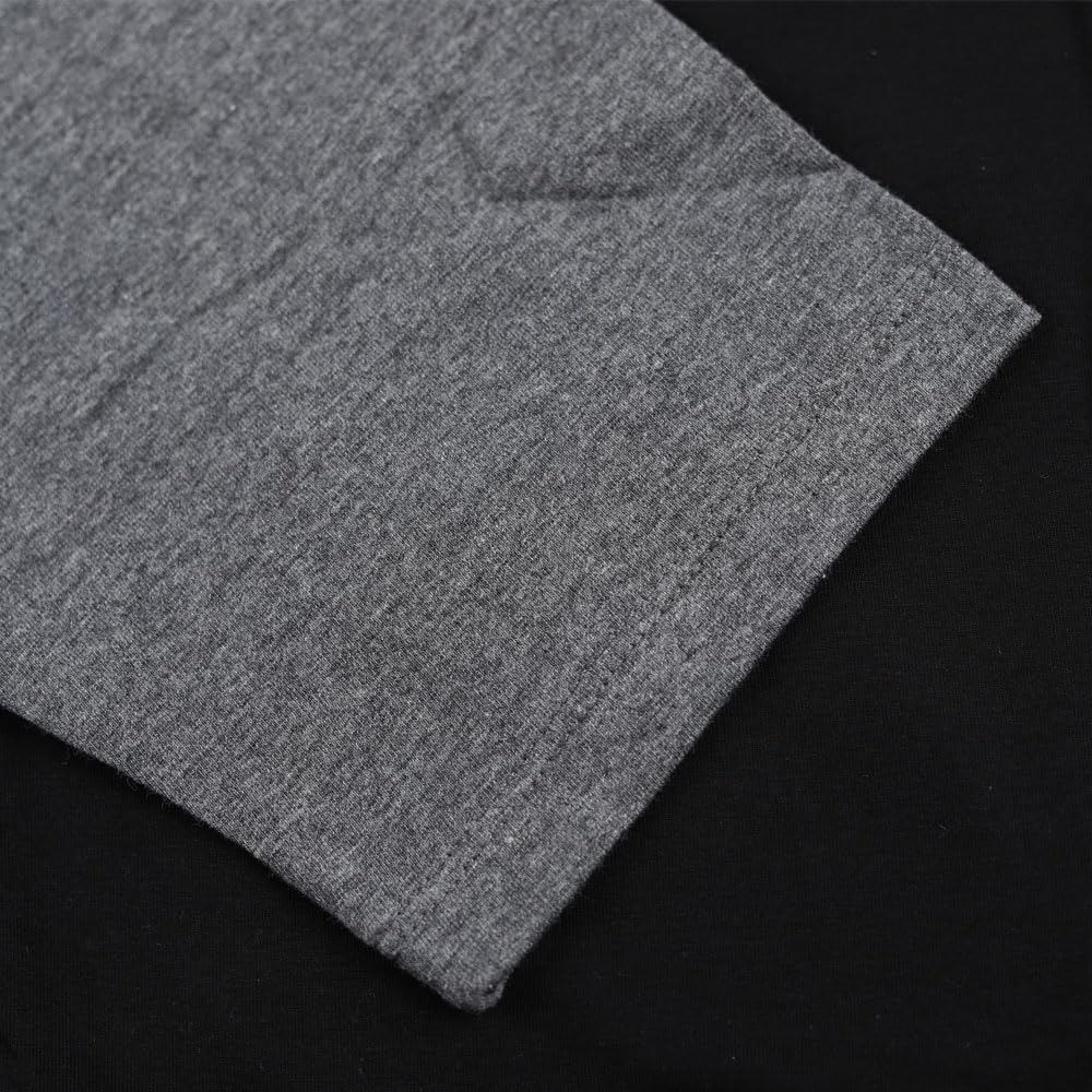 Mens Muscle Cut Raglan T Shirts with 3/4 Sleeve Fitness Workout Tops Black-Dark Grey L