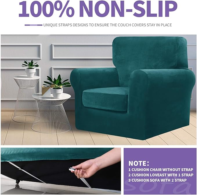 ZNSAYOTX Oversized Velvet 3 Piece Couch Cover
