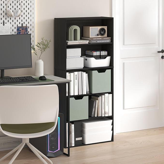 Furinno Jaya Book Shelf, 5-Tier Bookshelf, 52 Inch Tall Standing Bookcase