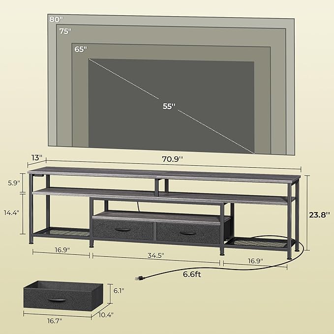 Huuger TV Stand for 75 80 Inch TV, Entertainment Center