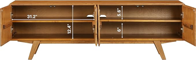 NTC Sapa Mid-Century Modern Solid Wood TV Stand 4-Door Media Console