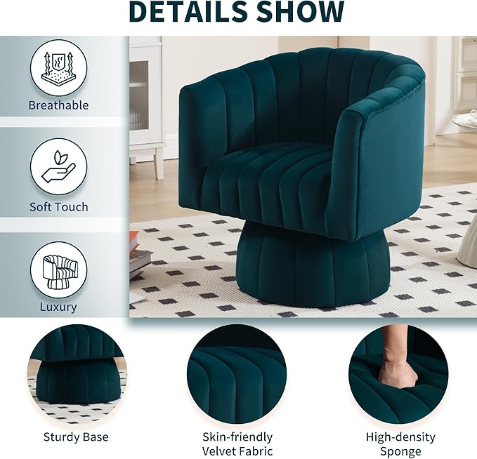 Swivel Accent Barrel Chair Set of 2- Cute Comfy Small Round 360° Arm Chair