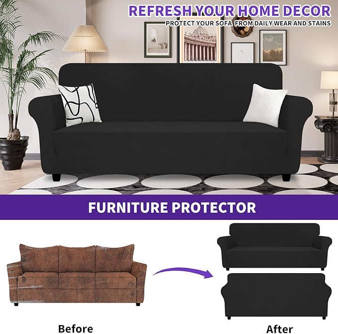 ZNSAYOTX Super Stretch Sofa Cover, New Striped Sofa Covers Fitted Slipcovers