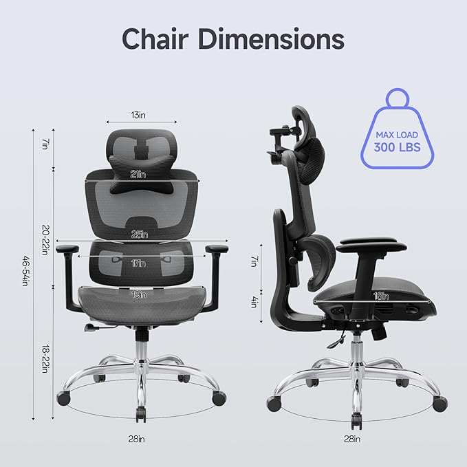 Ergonomic Office Chair with 3D Headrest, Computer Chair with Adjustable