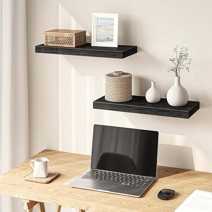 Fixwal Floating Shelves for Wall, 15.7" Wood Wall Mounted Shelves for Living
