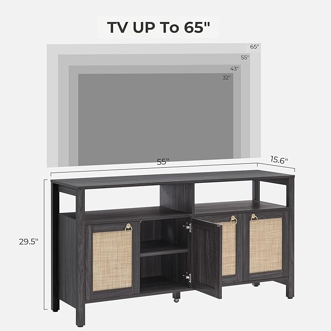 SICOTAS Rattan TV Stand for Television up to 65 Inch