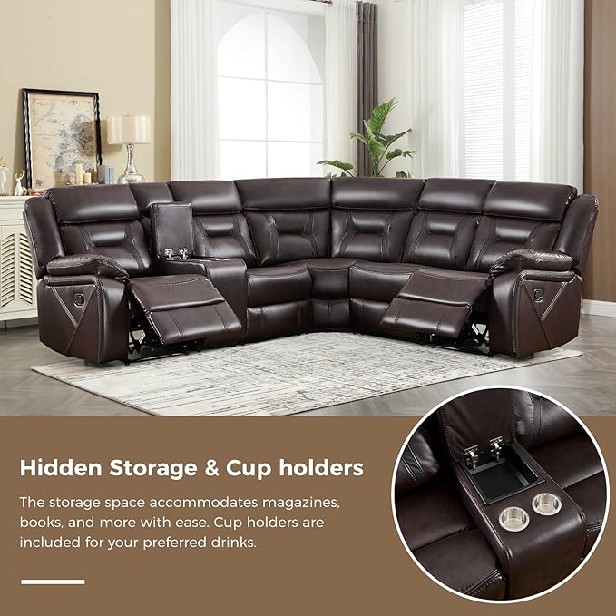 EBELLO Manual Reclining Sectional Sofa