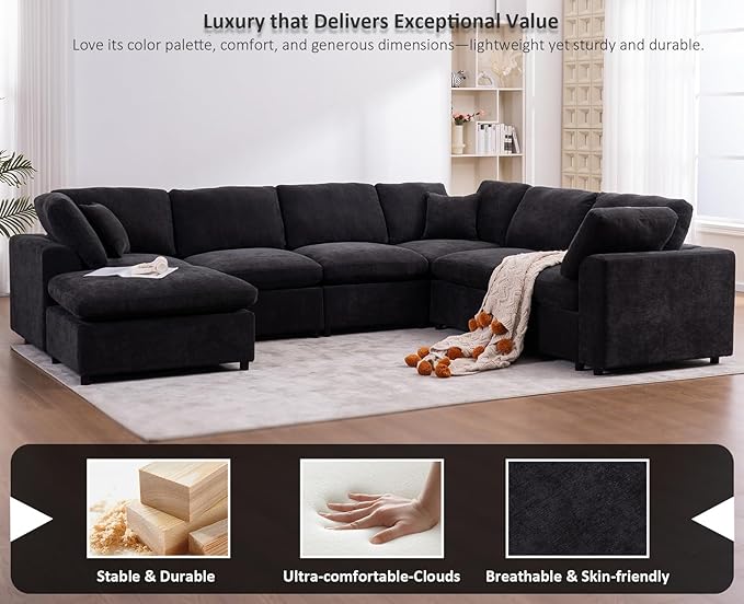 Oversized Modular Sectional Sofa Couch, Large 7 Seater Corner Sofa Modern U