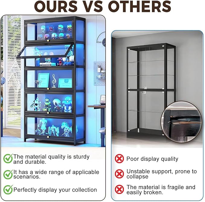 Display Cabinet with Acrylic Glass Doors 67.7'' Tall Curio Cabinet