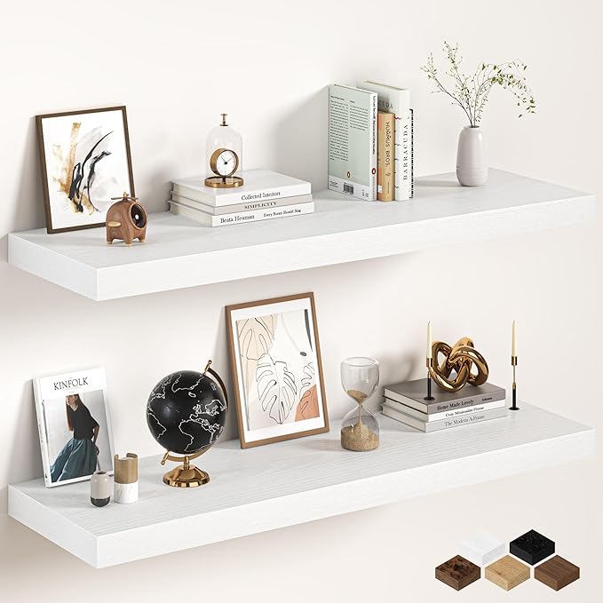 White Floating Shelves 48Inch Long, 12 Inch Deep Floating Shelves