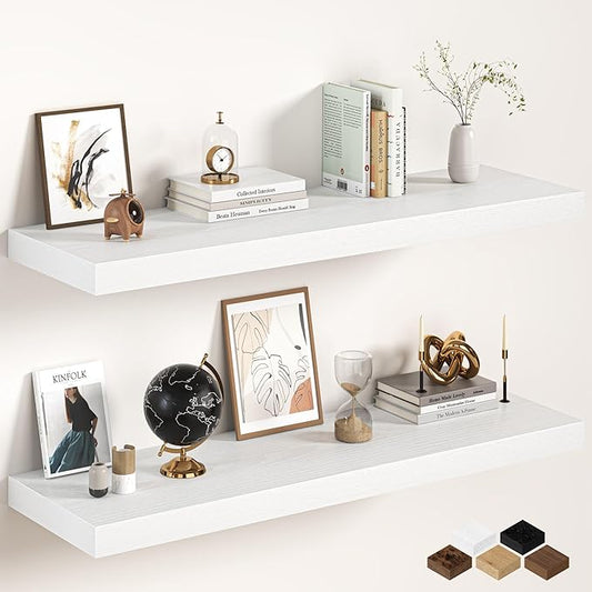 White Floating Shelves 48Inch Long, 12 Inch Deep Floating Shelves