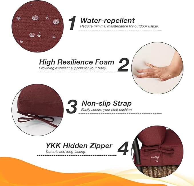 Unimatta Sunbrella Outdoor High Back Chair Cushion Seat Pads, 44 x 21 Inch