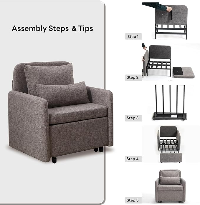 Iroomy 5-Level Adjustable Convertible Sleeper Chair Set of 2, 3-in-1 87'' Long