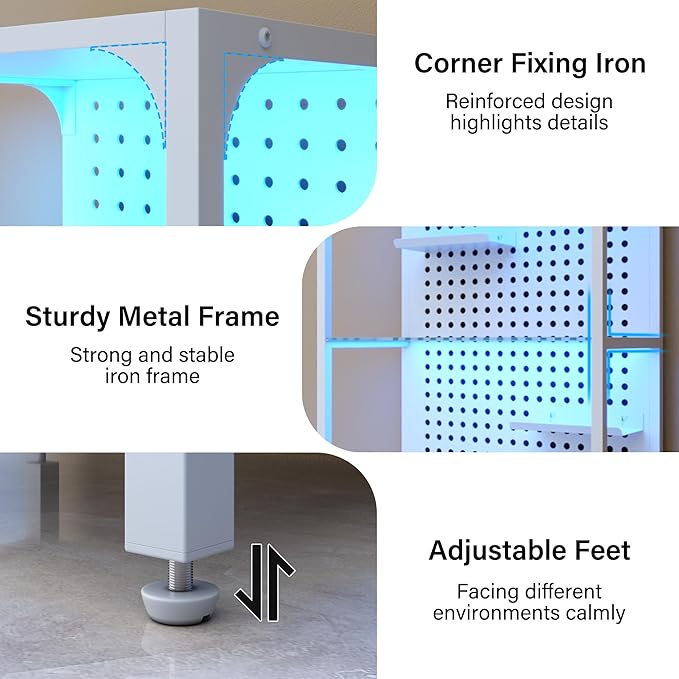 kepptory Display Case with LED Lights, Display Cabinet with Glass Storage