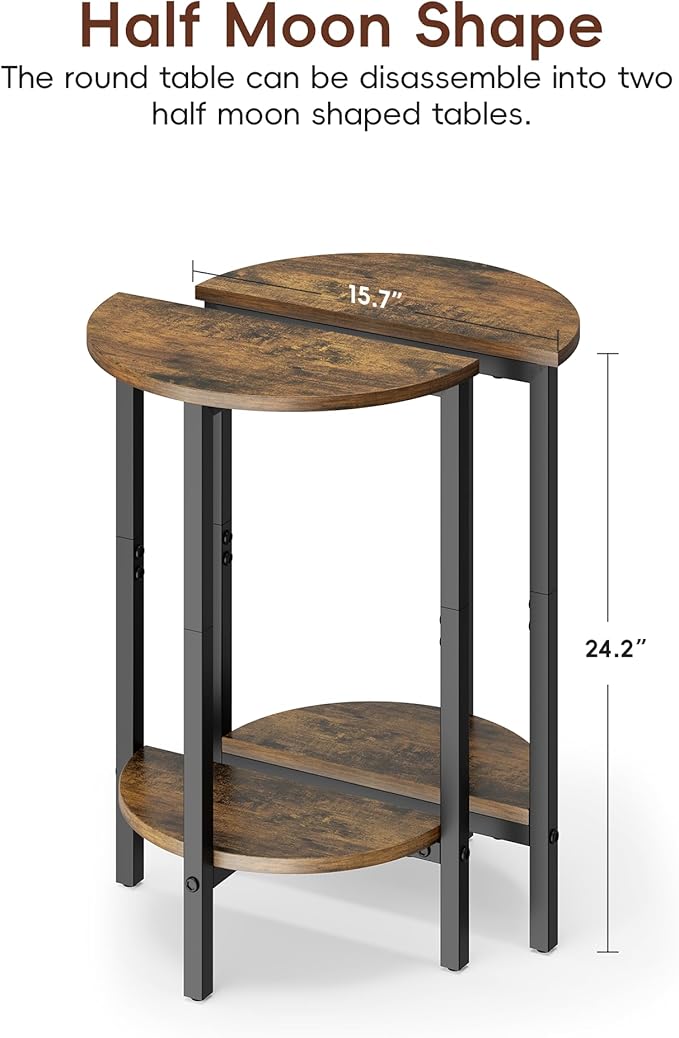 Vagusicc Side Table, Small Round End Table, 2 Tier Small Couch Side Tables