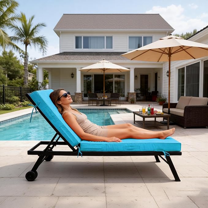 72x21x4in Lounge Cushions for Outdoor Furniture, Outdoor Lounge Chair Cushions