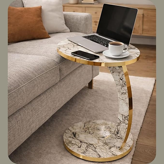 Luxury C Shaped Golden Effect Side Table