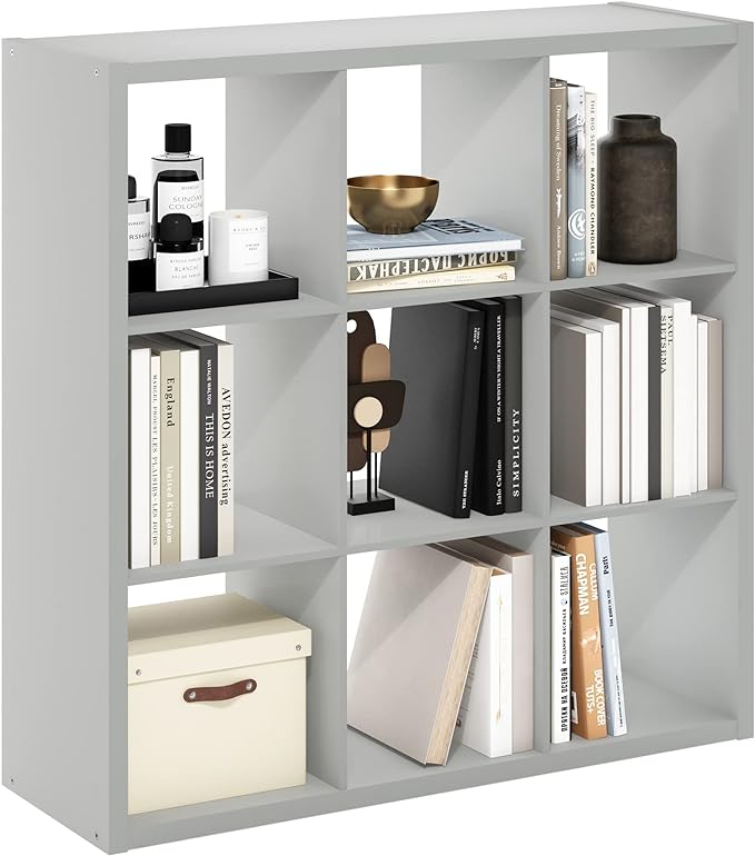 Furinno Cubicle Open Back Decorative Cube Storage Organizer, Light Grey
