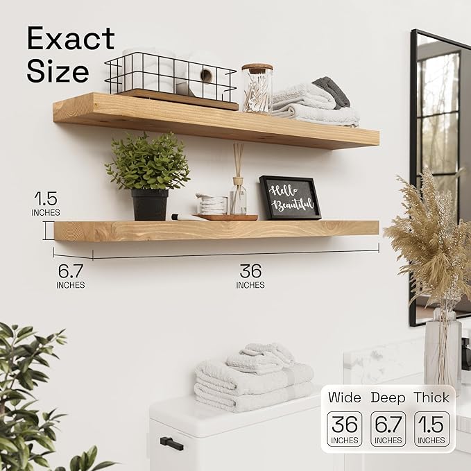 BAOBAB WORKSHOP Natural Wood Floating Shelves