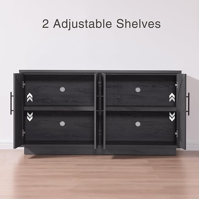 Fatmok 59" Sideboard Buffet Cabinet & TV Stand Set of 2, Modern Arched Credenza