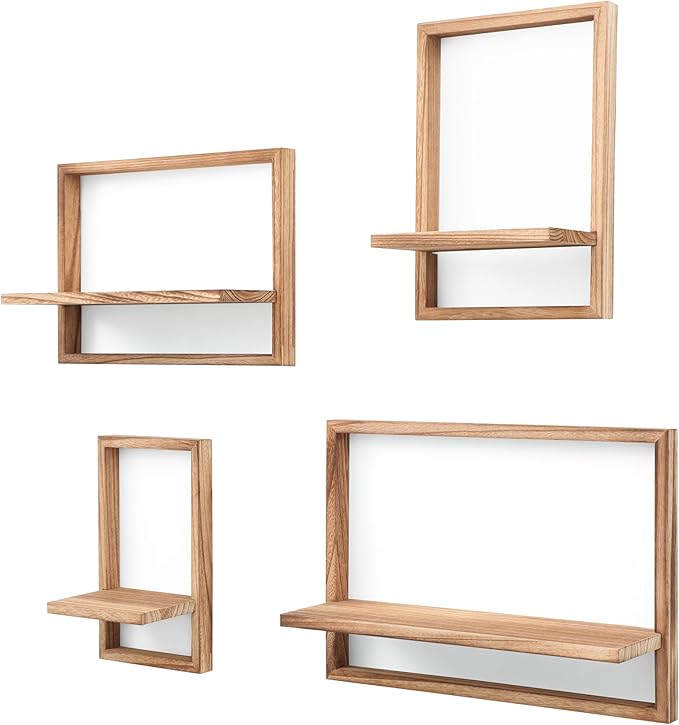 PHOENANCEE Square Floating Shelves, Framed Wall Shelf Decorative Set of 4