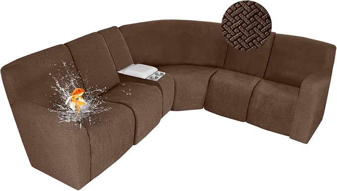 ALIECOM 100% Waterproof Recliner Sectional Couch Covers L Shape Stretch Corner