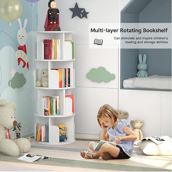 Aheaplus Rotating Bookshelf, Small Corner Bookshelf