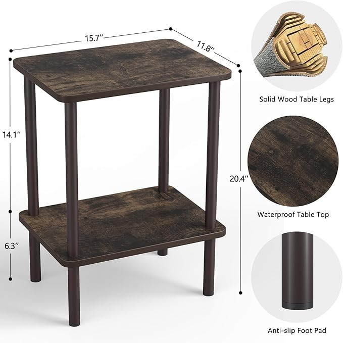 Apicizon 2 Tier End Table Set of 2, Small Side Table