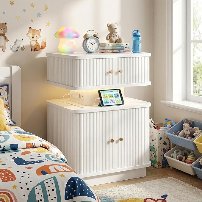 Night Stand Set 2, LED Nightstand, Bedroom Night Stand