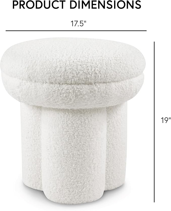 Furniture of America Rami Modern 18-inch Mushroom-Shape Upholstered Ottoman