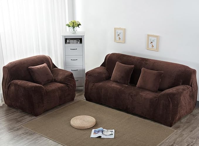 vctops 1-Piece Velvet Plush Stretch Sofa Slipcover